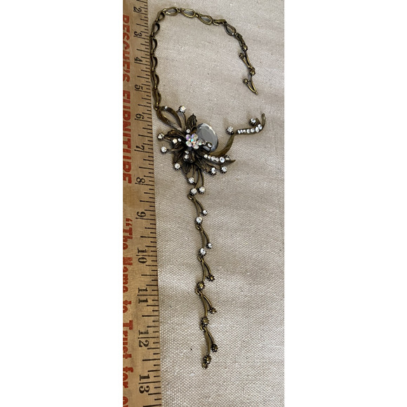 Vtg Flower Pendant Necklace Large Gold Tone Floral Costume Jewelry -Needs Repair - Picture 11 of 11